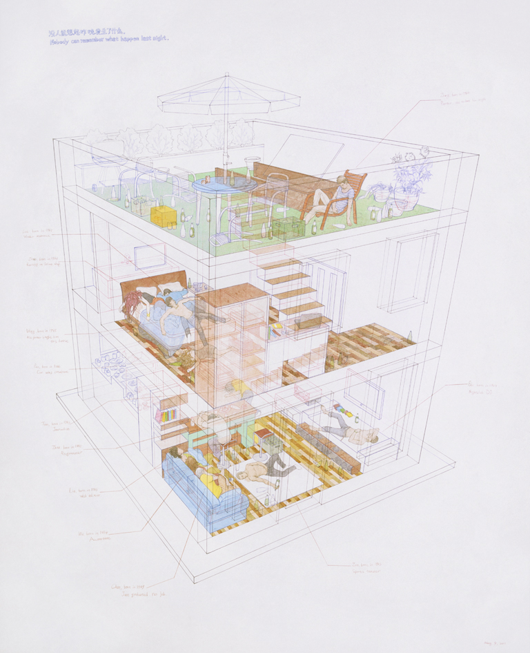 "After Party" 160cm×100cm Acrylic on Paper 2011