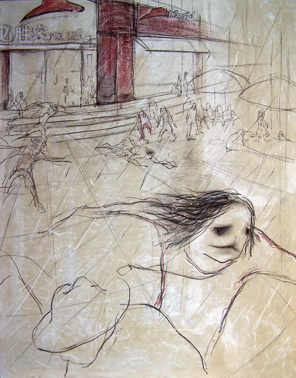 Sudenly Rain 94.5cm×74.5cm Mixed Materials 2007