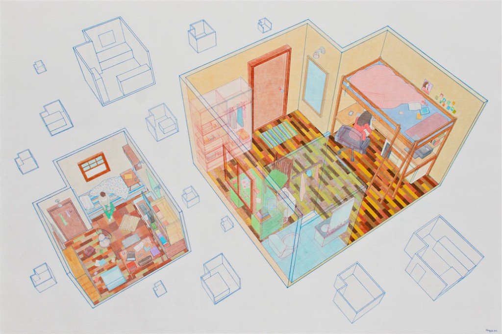 "Floating Matrix No.2" 160cm×240cm Acrylic on Paper 2011